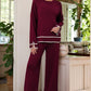 High-Low Round Neck Top and Pants Sweater Set