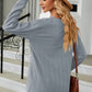 Decorative Button V-Neck Long Sleeve T-Shirt