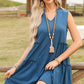 Frill Notched Sleeveless Mini Dress