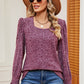 Square Neck Flounce Sleeve T-Shirt