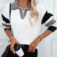 Striped Johnny Collar Drop Shoulder Sweater