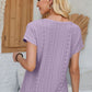 Eyelet Round Neck Rolled Short Sleeve T-Shirt