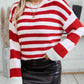 Striped Round Neck Long Sleeve Sweater