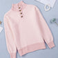 Button Detail Mock Neck Long Sleeve Sweater