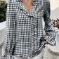 Frill Ruffled Plaid Long Sleeve Shirt