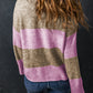 Color Block Round Neck Long Sleeve Sweater