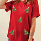 Sequin Christmas Tree Round Neck Short Sleeve T-Shirt