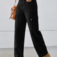 Drawstring Mid-Rise Waist Straight Cargo Jeans