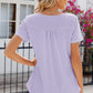 Eyelet Quarter Button Short Sleeve T-Shirt