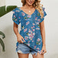 V-Neck Short Sleeve Blouse