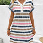 Striped V-Neck Short Sleeve Dress