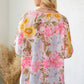 Floral Round Neck Three-Quarter Sleeve Top