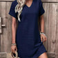 Full Size V-Neck Short Sleeve Mini Dress