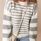 Striped Round Neck Dropped Shoulder Sweater