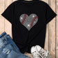 Rhinestone Heart Round Neck Short Sleeve T-Shirt