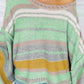 Contrast Striped Boat Neck Dropped Shoulder Sweater