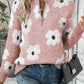 Flower Half Zip Long Sleeve Sweater