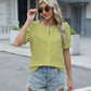 Textured Notched Short Sleeve Blouse