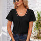 Decorative Button Scoop Neck T-Shirt