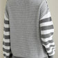 Striped Round Neck Dropped Shoulder Sweater