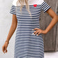 Striped Round Neck Short Sleeve Mini Dress