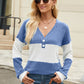 Contrast V-Neck Long Sleeve T-Shirt