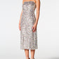 Sequin Straight Neck Midi Wrap Dress