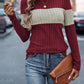 Color Block Round Neck Long Sleeve Top