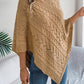 Cable-Knit Openwork Three-Quarter Sleeve Sweater