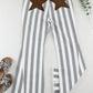 Raw Hem Star Applique Striped Jeans