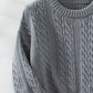 Cable-Knit Round Neck Long Sleeve Sweater