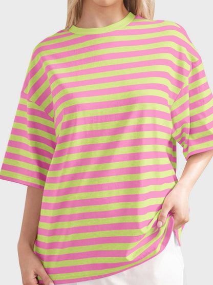 Striped Round Neck Half Sleeve T-Shirt