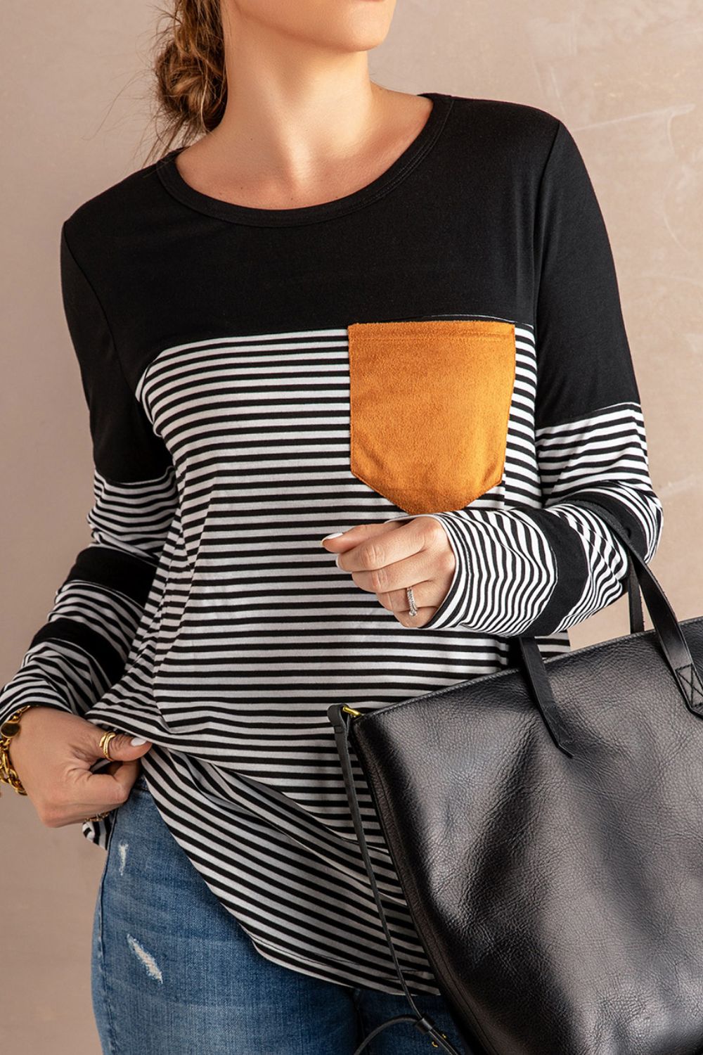 Striped Round Neck Long Sleeve T-Shirt