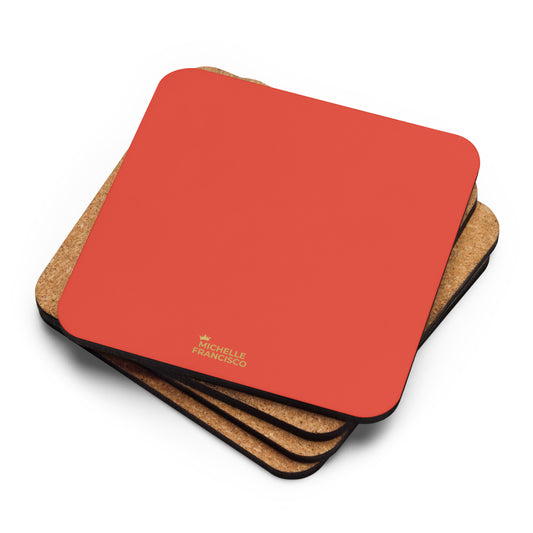 Orange Red Cork-back Coaster