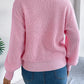 LOVE Heart Round Neck Dropped Shoulder Sweater