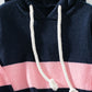 Drawstring Contrast Stripe Dropped Shoulder Hooded Sweater