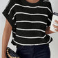 Striped Round Neck Short Sleeve Knit Top