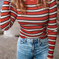 Striped Round Neck Long Sleeve Top