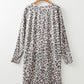 Leopard V-Neck Long Sleeve Dress