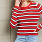 Striped Round Neck Long Sleeve Top