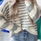 Striped Round Neck Dropped Shoulder Sweater