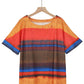 Full Size Color Block Round Neck Half Sleeve T-Shirt