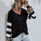 Leopard Striped Waffle-Knit Top