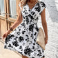 Printed Surplice Cap Sleeve Dress