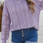 Openwork Round Neck Long Sleeve Sweater