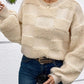 Checkered Round Neck Dropped Shoulder Sweater