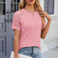Openwork Round Neck Short Sleeve T-Shirt