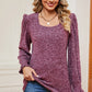Square Neck Flounce Sleeve T-Shirt