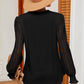 Openwork V-Neck Long Sleeve T-Shirt