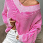 Striped V-Neck Long Sleeve Sweater